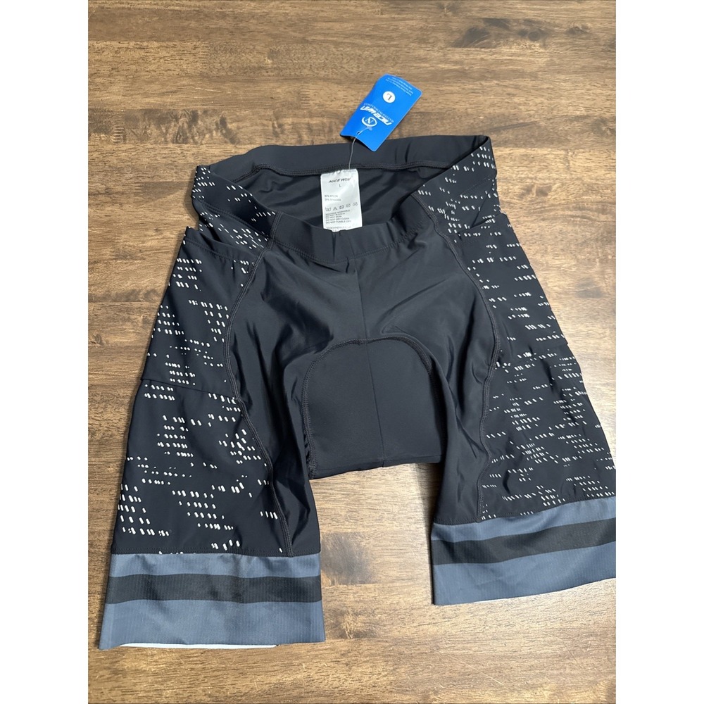 NWT Nice Win Men's Athletic Cycling Shorts Black & Gray Size Large